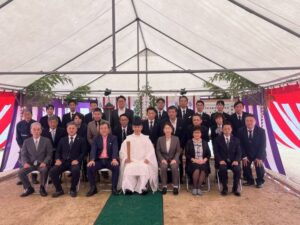 「雨降って地固まる」さくら祭典 大福ホールの地鎮祭を執り行いました